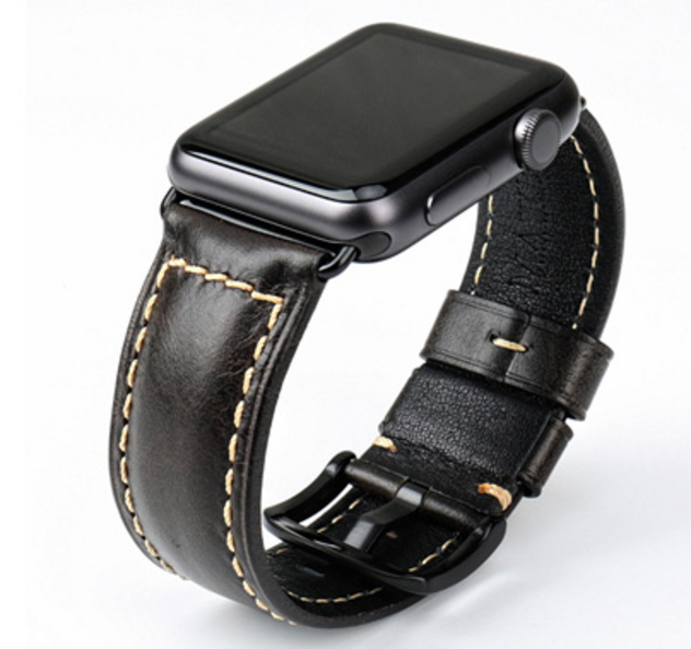 Кожаный ремешок для Apple Watch (черный)