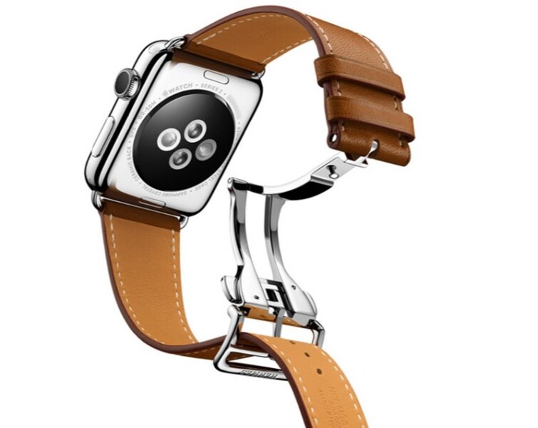 Кожаный ремешок HM Style с классической пряжкой для Apple Watch (коричневый с лого)