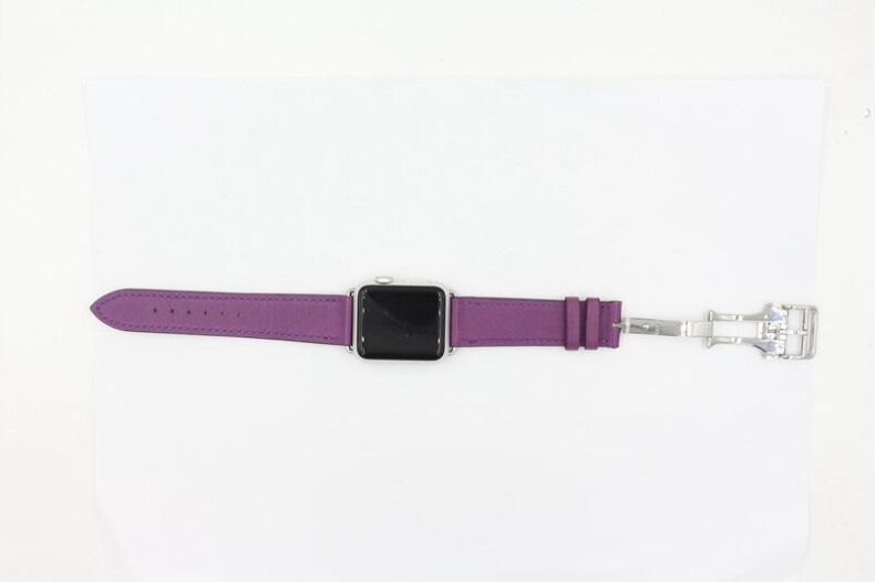 Кожаный ремешок HM Style с складной пряжкой для Apple Watch (баклажан)