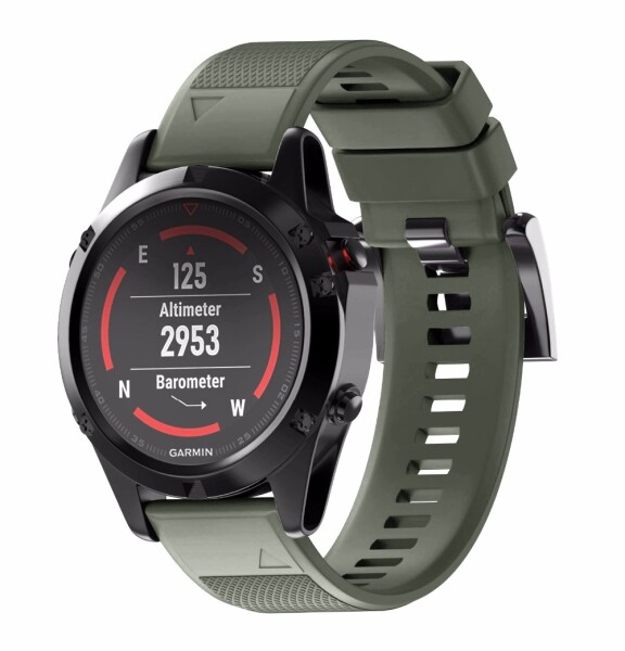 Силиконовый ремешок для Garmin Fenix 5/6 (армейский зеленый)