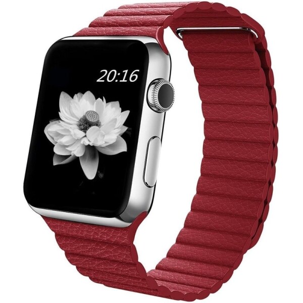 Кожаная магнитная петля для Apple Watch (красный)