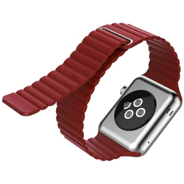 Кожаная магнитная петля для Apple Watch (красный)