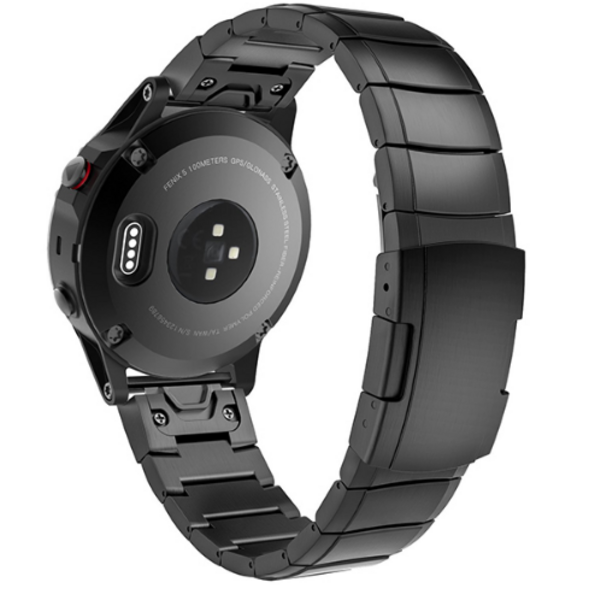 Стальной ремешок с широкой пряжкой для Garmin Fenix 5S/6S (угольный черный)