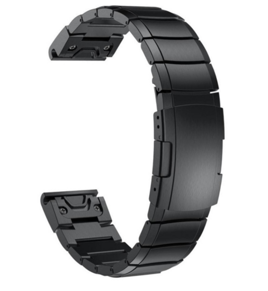Стальной ремешок с широкой пряжкой для Garmin Fenix 5S/6S (угольный черный)