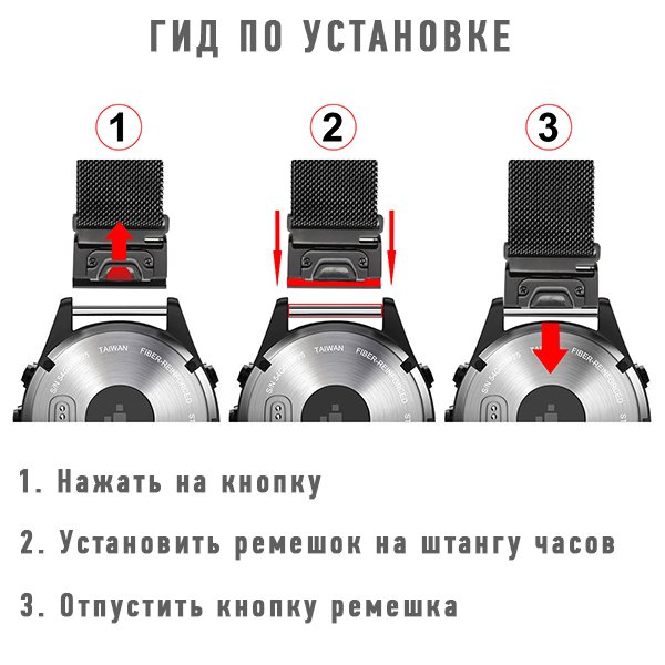 Титановый ремешок для Garmin Fenix 3/5X/6X (черный)