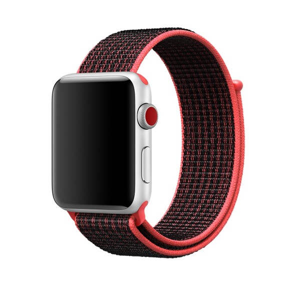 Спортивная нейлоновая петля для Apple Watch 42/44 (ярко-малиновый с черным)