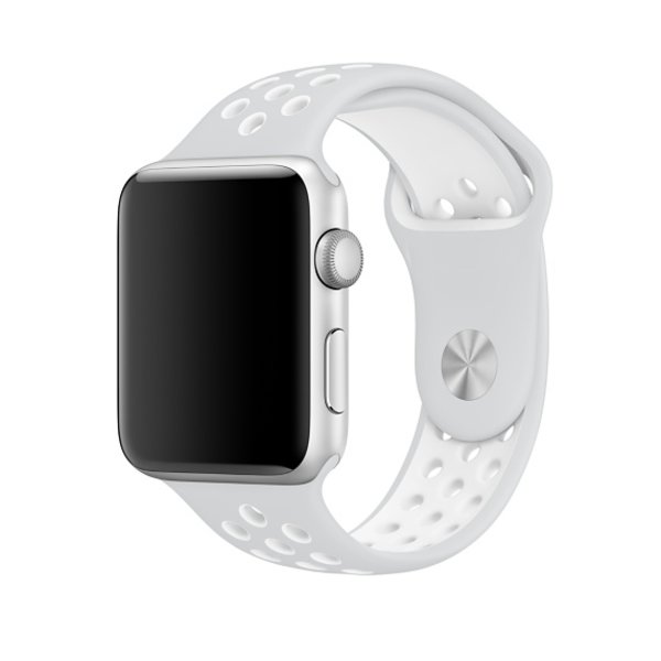 Силиконовый спортивный ремешок для Apple Watch 38/40 (платиновый/белый)