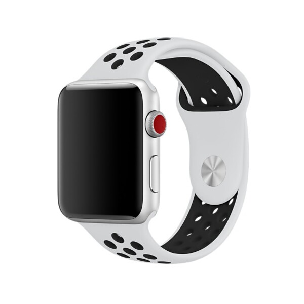 Силиконовый спортивный ремешок для Apple Watch 38/40 S/M (белый/черный)