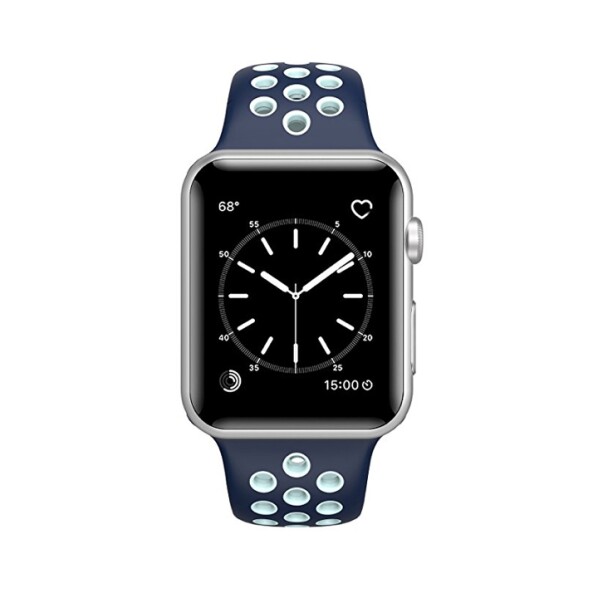 Силиконовый спортивный ремешок для Apple Watch (темно-синий/белый)