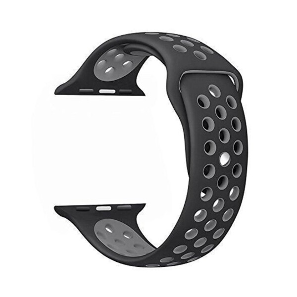 Силиконовый спортивный ремешок для Apple Watch 38/40, S/M (черный/серый)