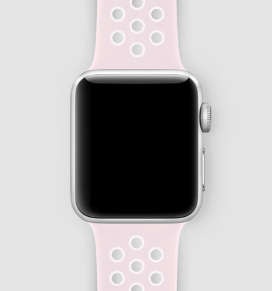 Силиконовый спортивный ремешок для Apple Watch 38/40, S/M (светло-розовый/белый)