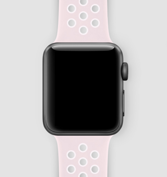 Силиконовый спортивный ремешок для Apple Watch 38/40, S/M (светло-розовый/белый)