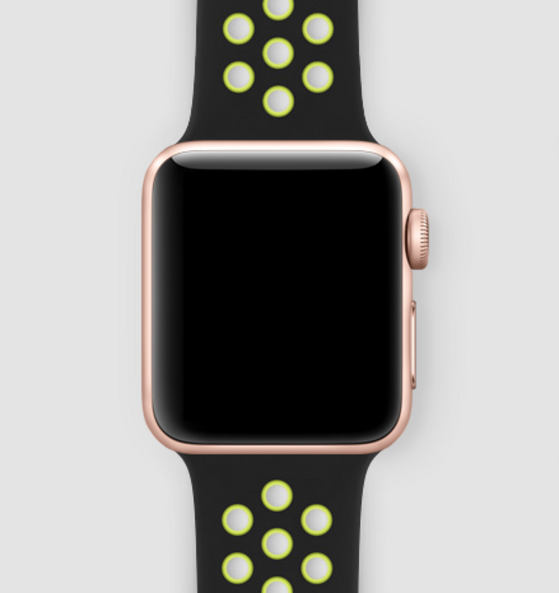 Силиконовый спортивный ремешок для Apple Watch 38/40, S/M (черный/салатовый)