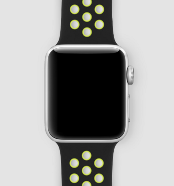 Силиконовый спортивный ремешок для Apple Watch 38/40, S/M (черный/салатовый)