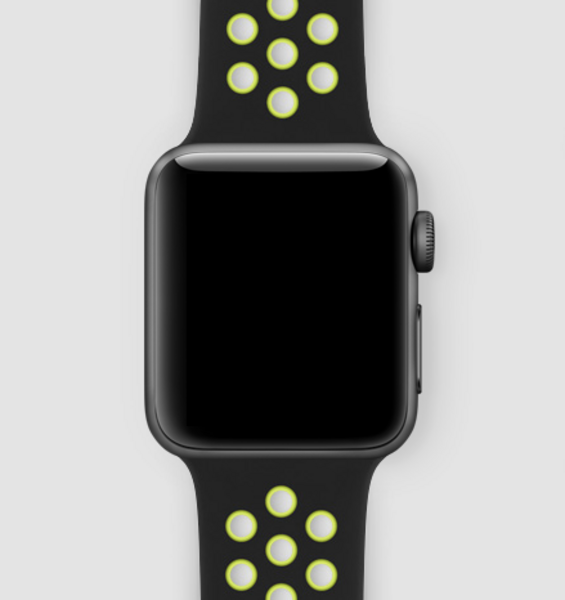 Силиконовый спортивный ремешок для Apple Watch 38/40, S/M (черный/салатовый)