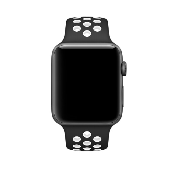 Силиконовый спортивный ремешок для Apple Watch 42/44, M/L (черный/белый)