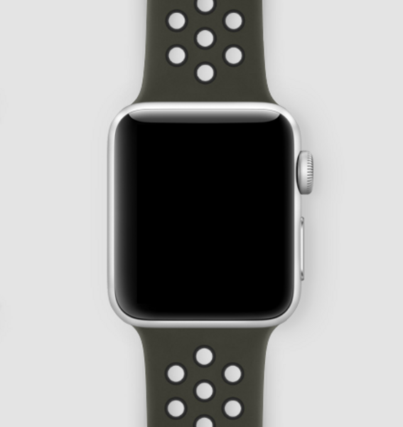 Силиконовый спортивный ремешок для Apple Watch (рабочий хакки/черный)