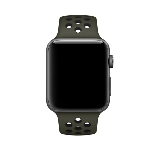 Силиконовый спортивный ремешок для Apple Watch (рабочий хакки/черный)
