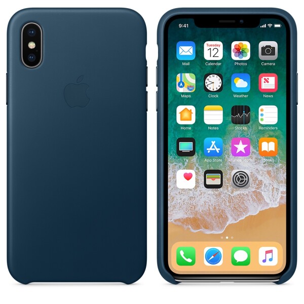 Кожаный чехол для iPhone X/iPhone XS (Cosmos Blue)