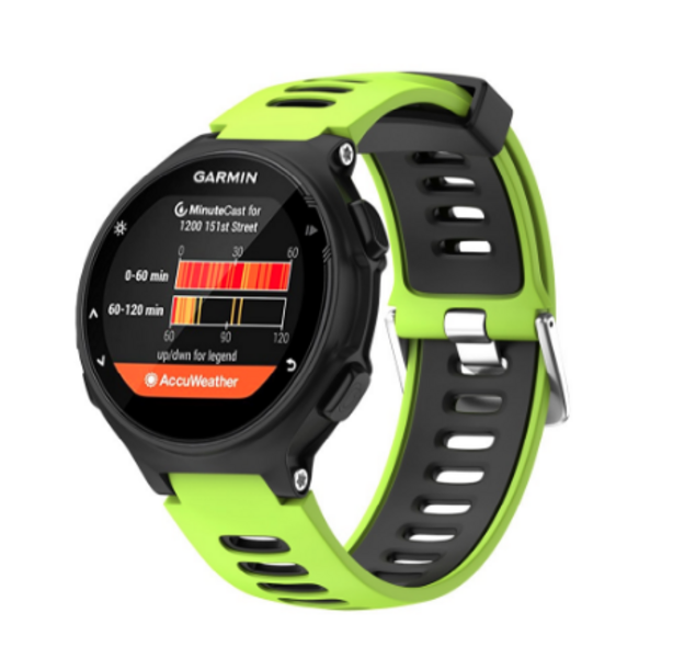 Силиконовый ремешок для Garmin Forerunner 220/230/235/620/630/735XT (салатовый/черный)