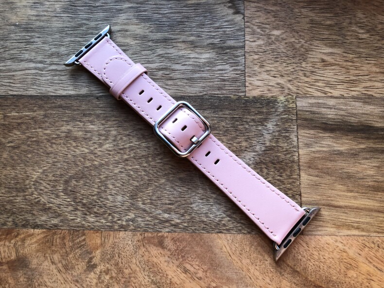 Кожаный ремешок Cube Style с овальной пряжкой для Apple Watch (розовый песок)