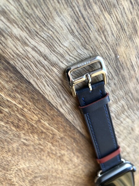 Кожаный ремешок HM Style Double Tour для Apple Watch (синий/красный с лого)