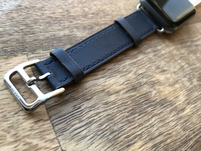 Кожаный ремешок HM Style Double Tour для Apple Watch (синий/оранжевый/белый с лого)