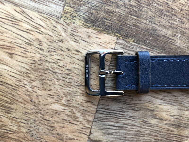 Кожаный ремешок HM Style Double Tour для Apple Watch (синий/оранжевый/белый с лого)