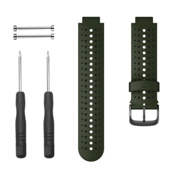 Силиконовый ремешок Perfo для Garmin Forerunner 220/230/235/620/630/735XT (хаки/черный)