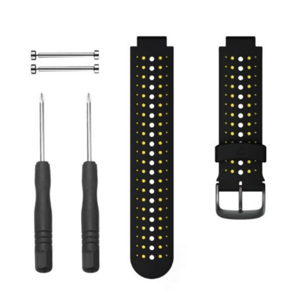Силиконовый ремешок Perfo для Garmin Forerunner 220/230/235/620/630/735XT (черный/желтый)