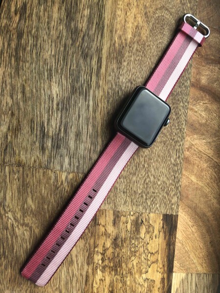 Нейлоновый ремешок для Apple Watch 42/44/45 (ягодный в полоску)