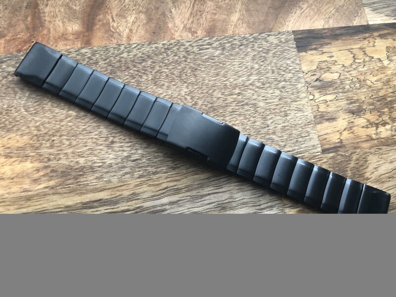 Стальной ремешок с широкой пряжкой для Garmin Fenix 3/5X/6X (угольный черный)