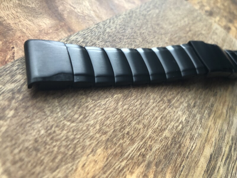 Стальной ремешок с широкой пряжкой для Garmin Fenix 5/6 (угольный черный)