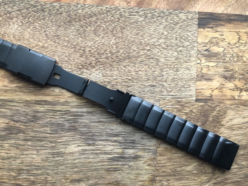Стальной ремешок с широкой пряжкой для Garmin Fenix 5/6 (угольный черный)